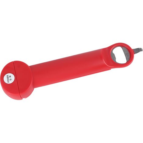 Apribottiglie regolabile 3 in 1 in acciaio inox, multifunzionale e retrattile, per barattoli e bottiglie, strumento ausiliario per aprire lattine e bevande gassate, rosso. (1/5)