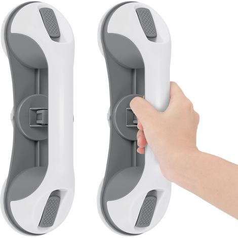 Jiubiaz 2 pieza Asa con ventosa, para cuarto de baño Barras de apoyo para ducha Fijación fuerte para personas con discapacidad, personas mayores, personas lesionadas, seguridad Asa de ducha Soporta ha