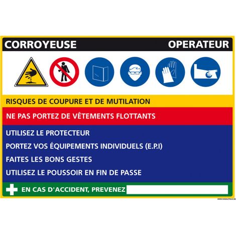 Panneau Fiche de Poste Corroyeuse (C1098) - Adhésif - 300 x 210 mm