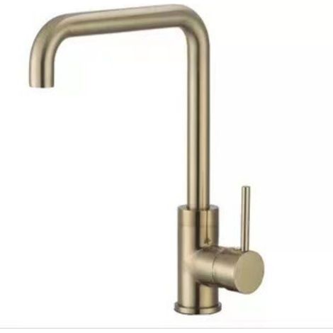 Mitigeur de cuisine Robinet Cuisine Doré Brossé 7-Forme, Mitigeur Évier Rotatif à 360° avec Aérateur Démontable, Robinet d'évier en Acier Inoxydable SUS304 (1/5)