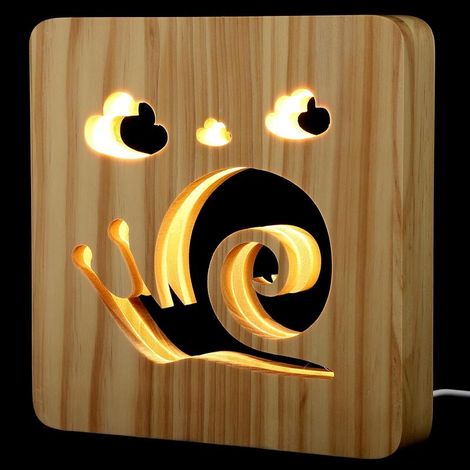 3D-Nachttischlampe aus Massivholz, kreative LED-Tischlampe, USB-Beleuchtung (1/5)
