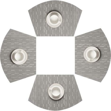 Lot de 4 Sets de Table PVC Tapis de Table Wedge Set Table résistant à la Chaleur Lavable (Gris argenté)-Fei Yu (1/5)