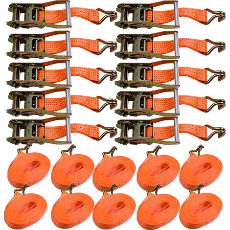 10 x Heavy Duty cinghie a cricchetto 5t 10m 2500 daN Car Recovery Ratchet (1/5)