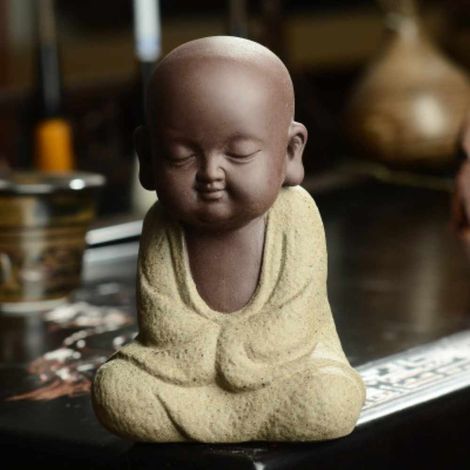 Statue Bouddha - Céramique Sand Purple - Décoration Intérieure Bureau Salon Aquarium - Figurine Thé Accessoire Maison - 1 Pièce (1/4)