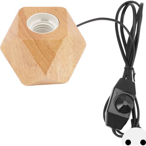Socle de lampe en bois forme diamant, douille E27, lampe de table moderne en bois pour décoration intérieure, prise EU 220V (1/5)