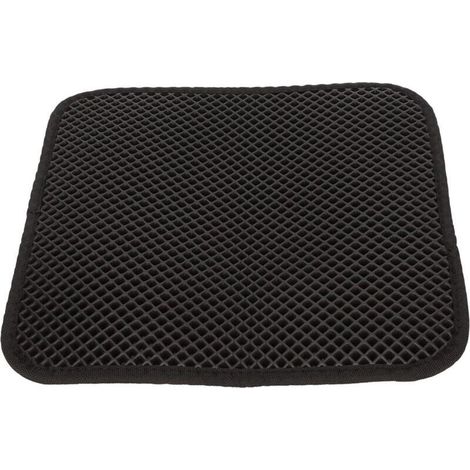 Tapis de litière d'intérieur pour chat, double couche antidérapant avec attrape-chat en EVA, facile à nettoyer, convient aux chatons et aux chats, noir (1/4)