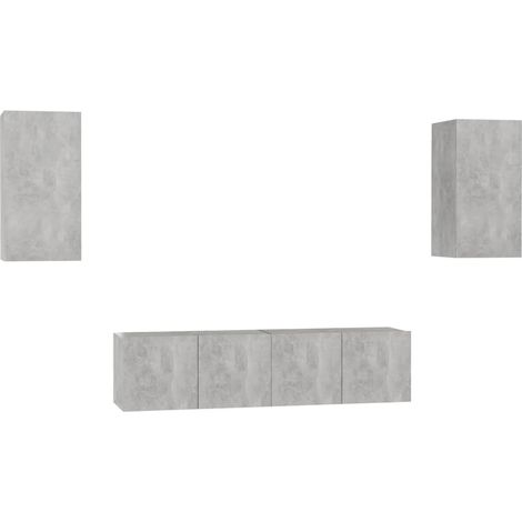 Set di mobili da 4 pezzi tra cui armadio credenza mobile TV televisore per soggiorno camera da letto salotto legno ingegnerizzato grigio 020024705