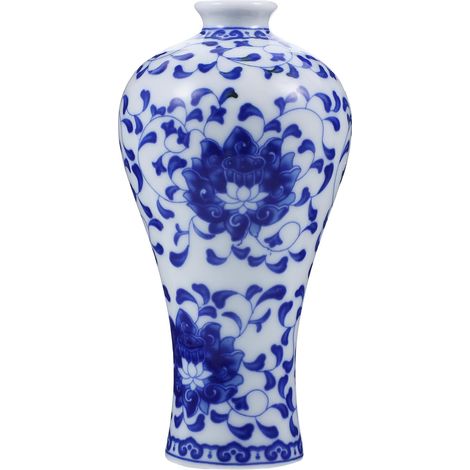 Vase en Céramique Mini Décoratif Bleu et Blanc Vase Artisanal Peint à la Main Accessoire Décoration Maison Salon Bureau Ornement Floral (1/5)
