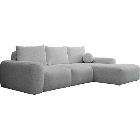 Selsey Carnos - Ecksofa mit Schlaffunktion, Ballkissen, Chenillebezug, Grau, rechtsseitig (1/5)