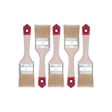 HARDY WORKING TOOLS Set de pinceaux Plats 5 pieces, 5 pieces - 50 mm de Largeur, Ensemble de pinceaux avec Manche en Bois, pinceaux Vernis serie 40, 5PCS, Jeu de pinceaux A0202-400520 (1/5)
