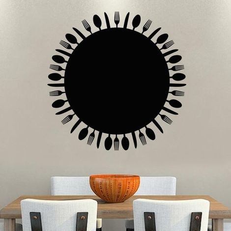 Sticker Ardoise Tableau Noir - Stickers Muraux Adhésif Effaçable - Couverts de Table - H70 x L70 cm (1/3)