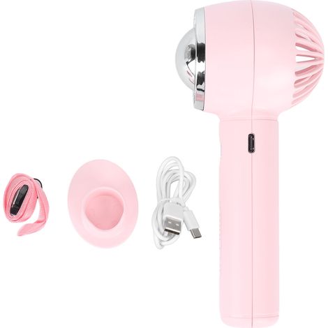 Ventilateur de Poche 3 Vitesses USB Rechargeable Léger Vent Fort Batterie 1200mAh Portable pour Bureau Voyage Rose (1/5)