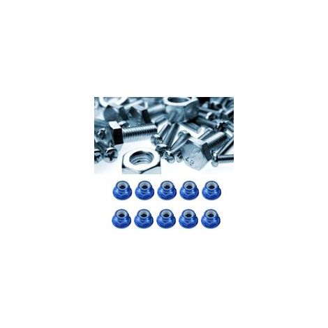 Écrou à bride en alliage d'aluminium coloré par anode CNC, capuchon antidesserrage, anneau en nylon antidesserrage écrou autobloquant 10 pièces Écrou à bride M3 écrou autobloquant en nylon alliage d (1/5)