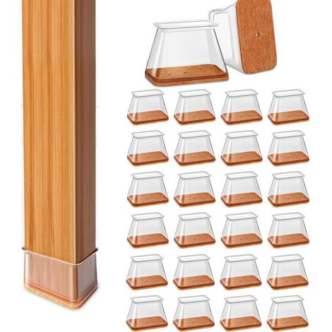 24 Protezioni per gambe di sedie (3,6 x 5,1 cm) × 4,8 × 3,8 cm Protezioni per gambe di mobili Protezioni rettangolari per gambe di sedie Protezioni per pavimenti Feltro antigraffio Tran (1/5)