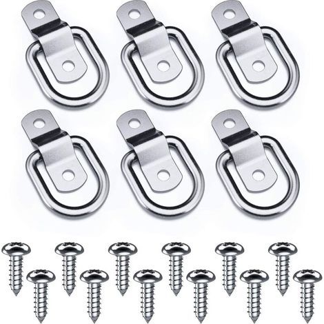 Anneau de Fixation 6 Pièces avec 12 Vis, Idéal pour Fixer Cargaison dans Bateaux et Remorques (1/4)