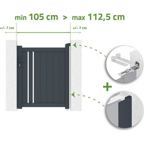 Portillon ajustable en largeur GIONA 1m H.120cm Aluminium Gris Anthracite (1/4)