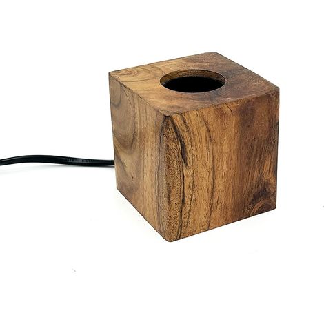 Portalampada da tavolo Cubo in legno artigianale E27 75&21575 mm LedLedITALIA