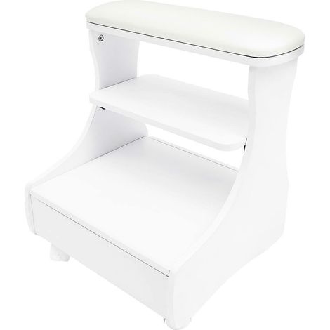 Tabouret de bain de pieds sur pied repose-pieds meuble de pédicure et manucure chariot pour bain de pieds blanc (1/5)