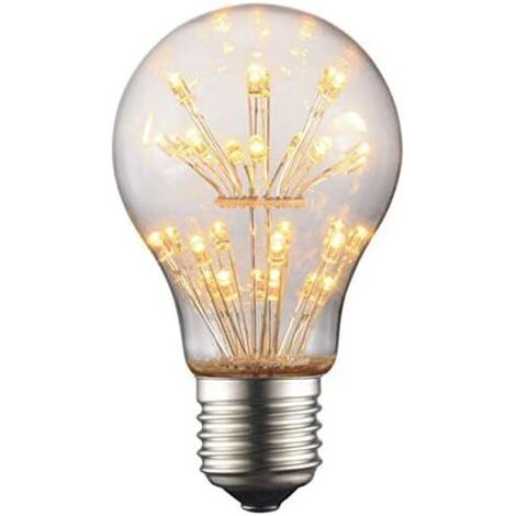 BUNTHAUS A60 3W LED Ampoule de Filament Forme classique sphérique,220V E27 Culot, Blanc Chaud 2200K, Angle de Faisceau 360°, Equivalent à 30 Watt,Surface imprimée aspect starry (A60) (1/5)
