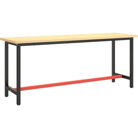 vidaXL Telaio Banco da Lavoro Nero e Rosso Opaco 190x50x79 cm