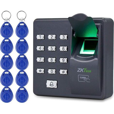 X6 Biometrischer RFID-Leser – Fingerabdruckerkennung – Speicherkapazität für 500 Fingerabdrücke – 12-V-Gleichstromnetzteil – 10 Schlüsselanhänger im Lieferumfang enthalten (1/5)