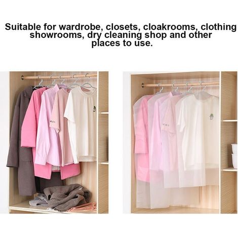 Tbest Housse de protection pour vêtements 10pcs Sac à Vêtements Suspendu Sac conditionnement housse 60x80cm / 23,6x31,5 pouces (1/5)