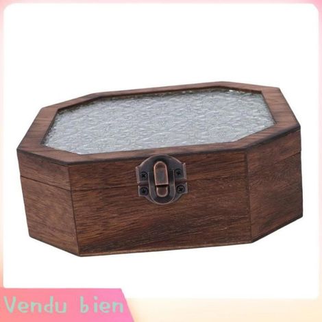 Organisateur de bijoux décoratif en bois, boîte de conception en S de style vintage floral pour le rangement du maquillage et la (1/4)