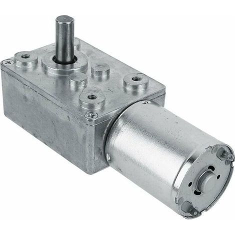 Moteur Électrique de Réduction Réversible à Couple Élevé Boîte de Vitesses Motoréducteur à Engrenage à Vis sans Fin 12V 60RPM Argent,-Crezuo (1/4)
