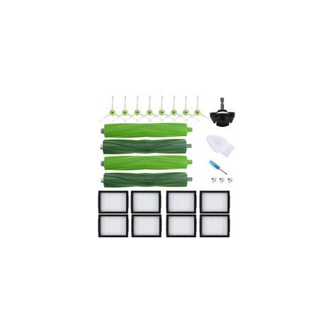 Accessoires de pièces compatibles avec iRobot Roomba Evo i3 i4 i6 i7 i8 i8 +/Plus E5 E6 E7 I E & J Series aspirateurs 2 Lots de brosses à Rouleaux, 8 filtres HEPA, 8 brosses latérales, 1 Roulette H334
