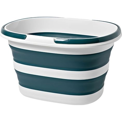 Seau pliable de 16 l avec poignées, lavabo portable pour le camping et la maison, seau en silicone peu encombrant pour la voiture (1/5)