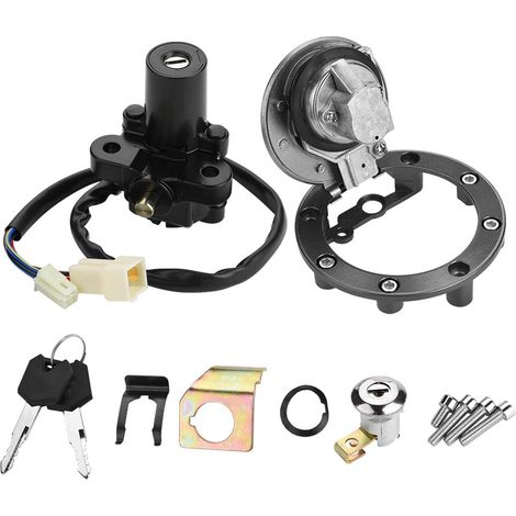 Clef contact moto, bouchon réservoir essence et verrou selle avec clés pour Yamaha YZF R1, R6, R6S, FZ6, FJR1300 (1/5)