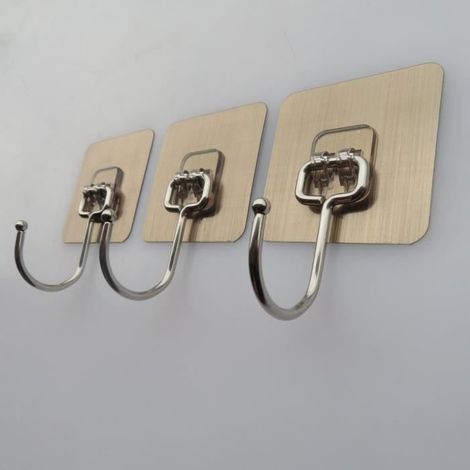 5 plastic wall hooks for kitchen and bathroom. Supports up to 15 kg - Wood color. (1/4)