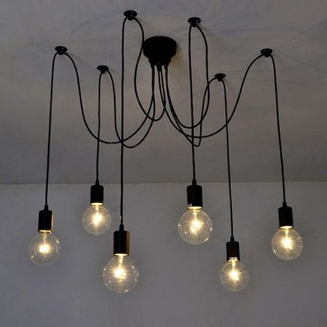 6/8 têtes araignée lustres Classique Vintage Suspension Noir Bricolage éclairage Lampe Suspendue Salle à Manger Lampes à Suspension décoratives Design Industriel Minimaliste Lampes suspendues (1/5)