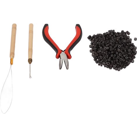 Kit Professionnel 4 pièces pour Extensions Capillaires avec Pinces et 500 Anneaux en Silicone 4.5mm (1/5)