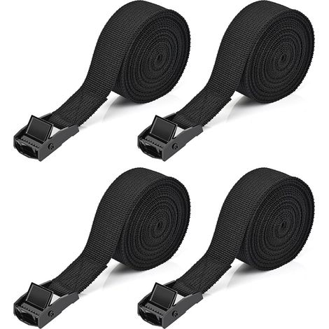 2.5 m Tie Down Strap 4 Pieces Ratchet Straps with Tightening Buckle Black  Maximum 250 kg, Strap for Attachment Motorcycle, Car, Luggage (1/5)