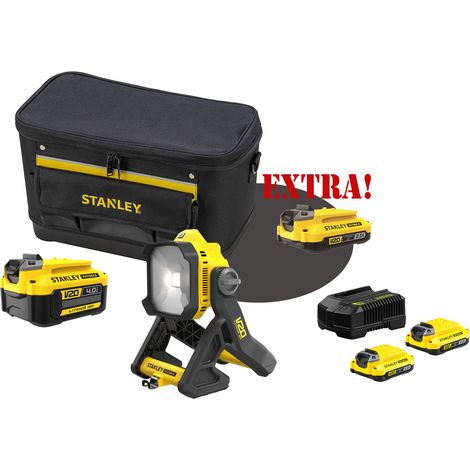 Kit Lampada LED da cantiere 18V V20 SFMCL030B + Batteria al Litio 18 Volt LI-Ion 4.0 Ah V20 SFMCB204 + Set energia + EXTRA OMAGGI FATMAXB. STANLEYB.