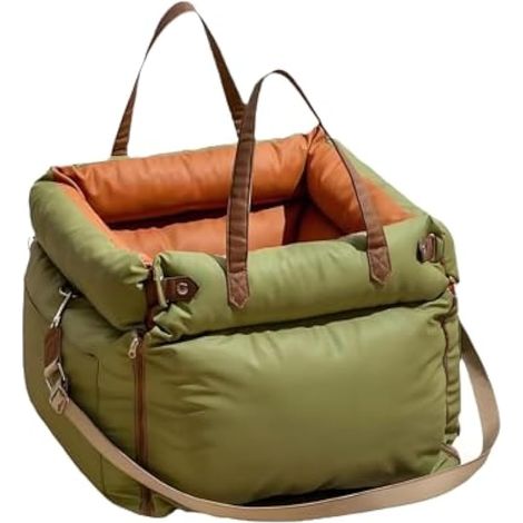 Siège Auto pour Animaux de Compagnie, Vert en Cuir PU Imperméable avec Poches de Rangement, Confortable et Portable pour Chat ou Chien (1/5)