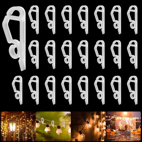 120 Gutter Hooks for Outdoor Lights, Plastic Gutter Clips for Hanging Christmas Lights, String Lights (White) (1/5)