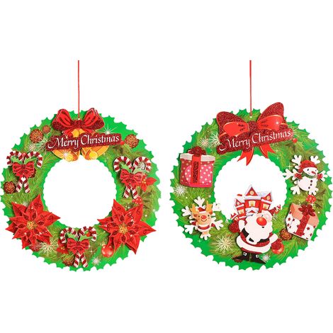 Guirlande De Noël En Papier - Couronne 3D Festive Pour Décoration Intérieure - 2 Pièces (1/5)
