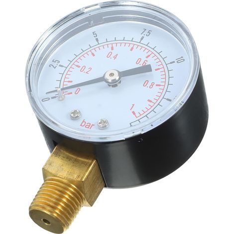 Manomètre Npt 0-15 Psi 0-1 Bar en Métal Double Échelle pour Compresseur D'air, Lecture Facile et Montage Latéral, pour Testeur de Pression Carburant (1/5)