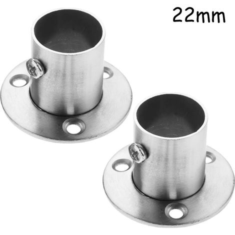 2 supports tubulaires ronds en acier inoxydable, kit de brides pour tringle, support de tringle à vêtements, support d'extrémité de tringle avec vis (1/4)