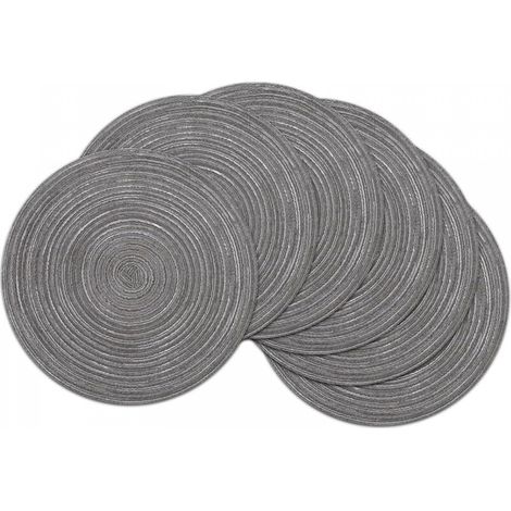 Lot de 6 sets de table ronds lavables gris foncé de 11 cm de diamètre, sets de table en coton tissé, résistants à la chaleur et antidérapants (1/5)