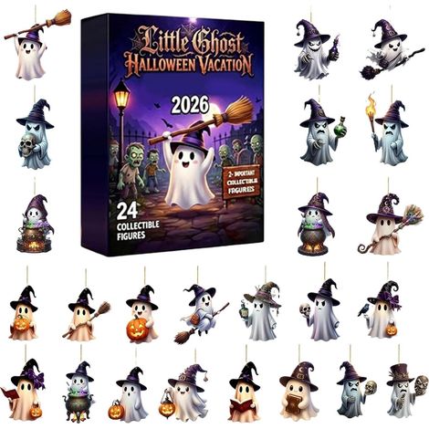 Calendrier de l'Avent Halloween Fantôme Jouet cadre lumineux en acrylique  24 Jours Compte Rebours Sinistre pour adultes familles fêtes maison chambre bureaux école (1/5)
