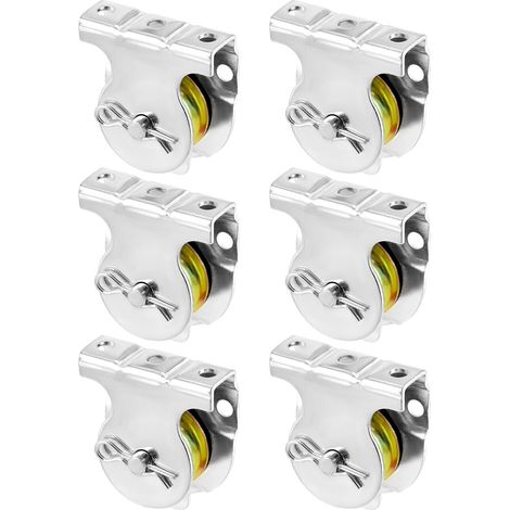 Lot de 6 poulies de montage mural de 3,8 cm pour montage au plafond, poulie simple à rainure en V, accessoires de matériel pour fil ou corde de 9,5 mm, charge de travail de 190,5 kg (1/5)