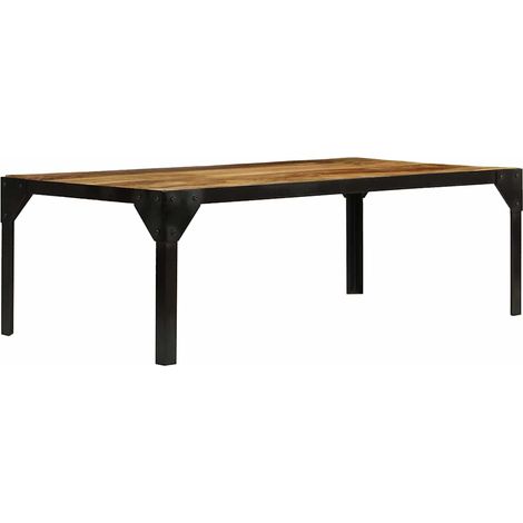 vidaXL Table basse Bois massif de manguier brut et acier 110 cm (1/5)