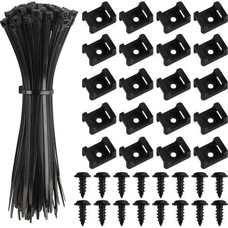 Black Nylon Cable Tie Holder Base Screw Hole Cable Tidy Organizer Home Office (1/5)