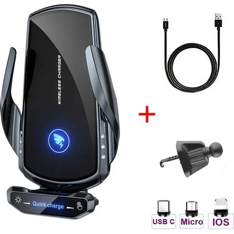 Chargeur sans fil 100 W pour voiture, support magnétique pour téléphone, compatible iPhone 11, 12, 13, 14, 15 Pro, Xiaomi et Samsung, charge rapide sans fil. (1/5)