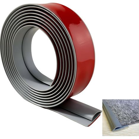 Bande de bord autocollante pour tapis, matériau TPE, découpable sur les plinthes de tapis et de transition de sol, de tapis au carrelage, sol en vinyle, stratifié, moulure de finition (gris (1/5)