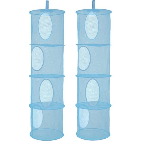 Sac Rangement Filet Suspendu - 2 pièces, Sac Rangement Filet Suspendu 4 Filets Pliable - Bleu, Pour Animaux/Peluches/Vêtements (1/5)