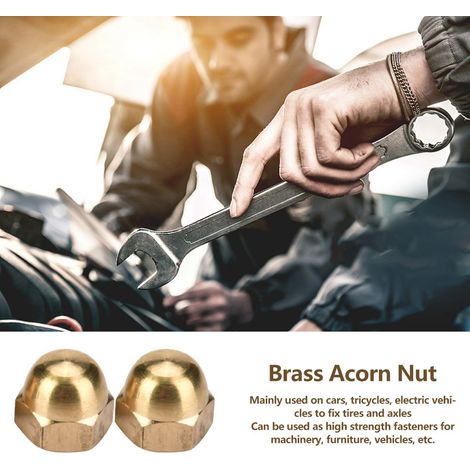 Kit 10 Écrous Borgnes Laiton Tête Hexagonale Acorn pour Fixations Automobile M8 (1/5)